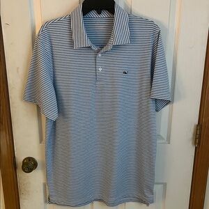 Vineyard Vines Blue and White Striped Polo Shirt